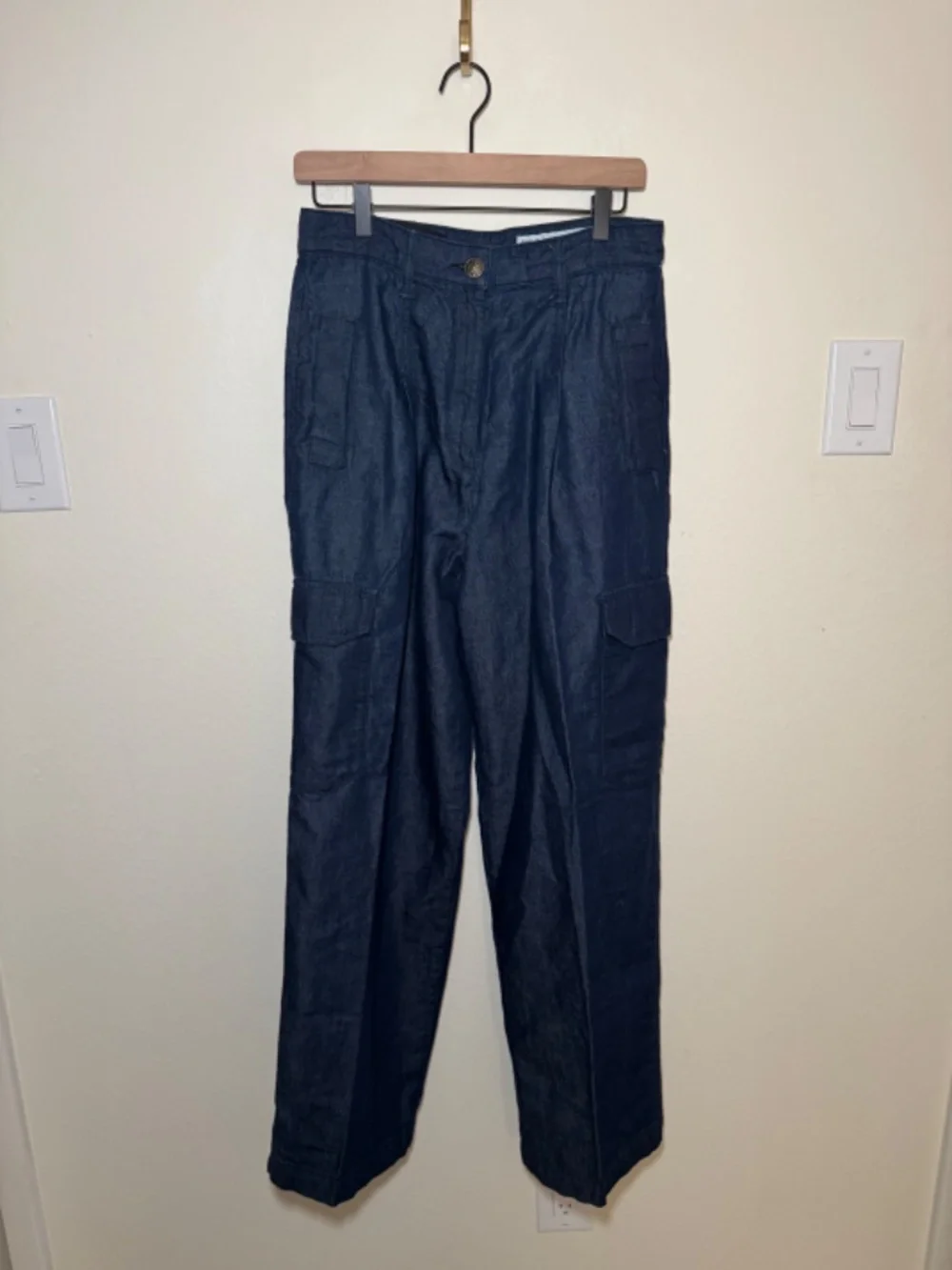 Rag & Bone Featherweight Cassidy Cargo Pants 26 High Rise Wide Leg Utility Denim